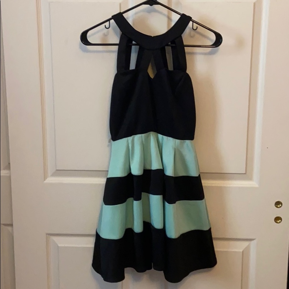 Black and Turquoise Crystal Doll Dress